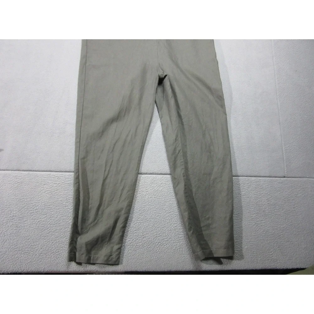 Quince Jumpsuit Womens Medium Green Linen Cotton Short Sleeve Utility Pockets